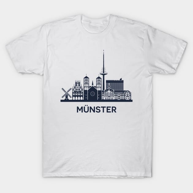 Skyline emblem of Münster, city in North Rhine-Westphalia, Germany T-Shirt by yulia-rb